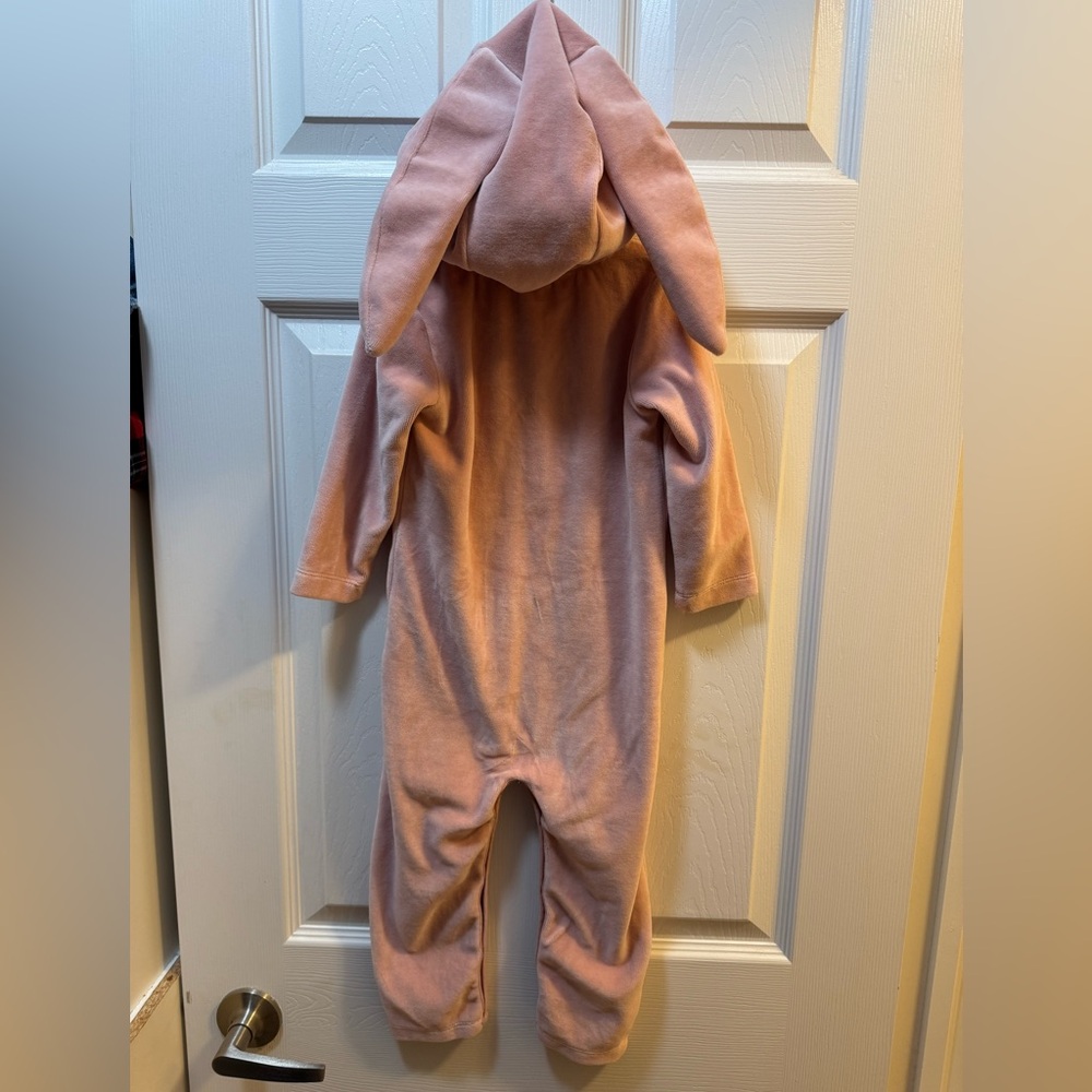Kate Quinn Pink Velour Bunny Ear Romper